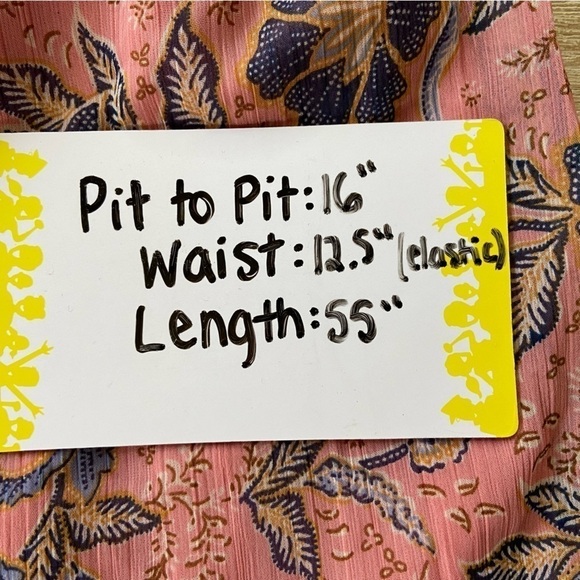 Patrons of Peace Peach Pink Navy Floral Longsleeve Maxi Dress Smock Button Front - Picture 14 of 14